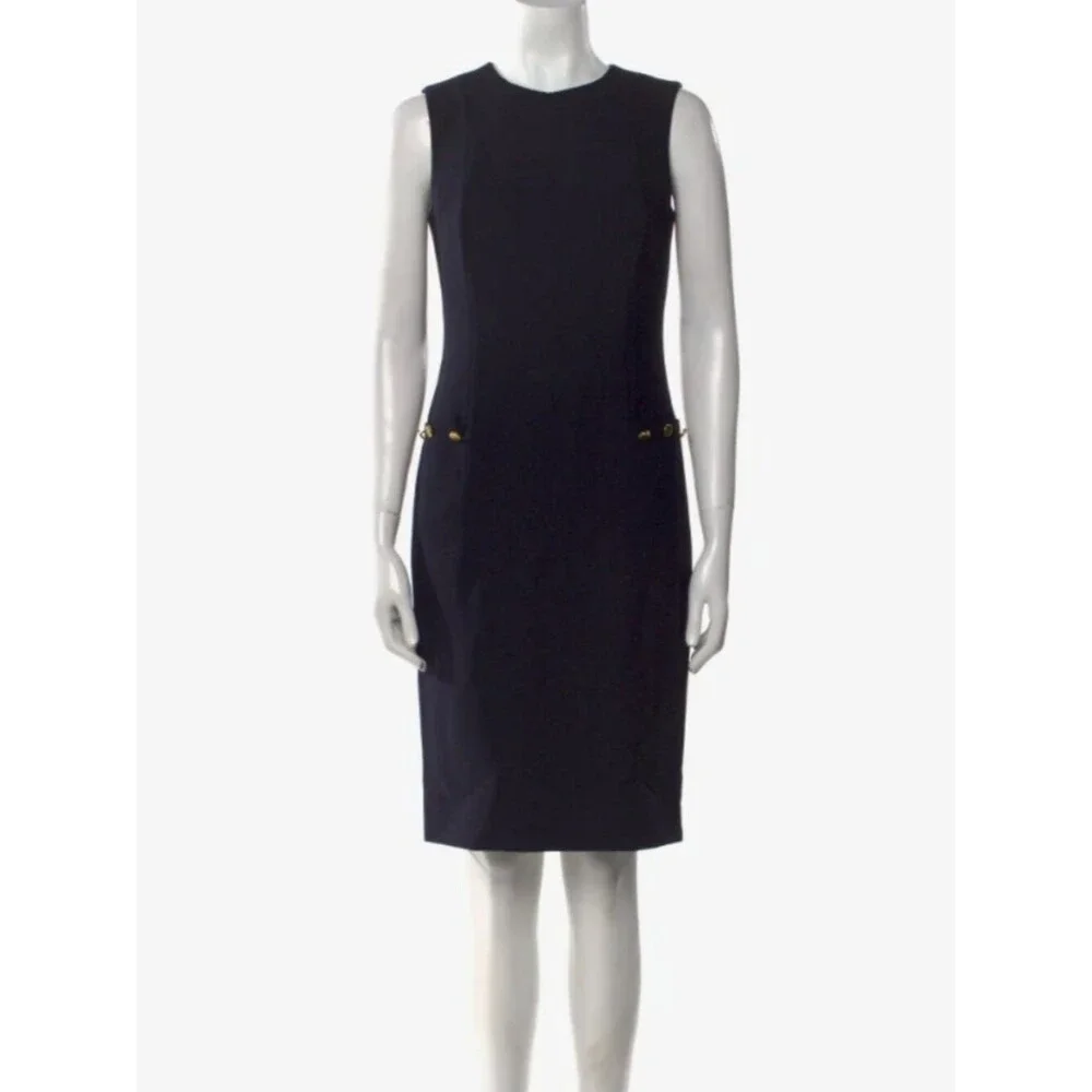 Tory Burch Crew Neck Navy Knee-Length Career Dress, Size 2
